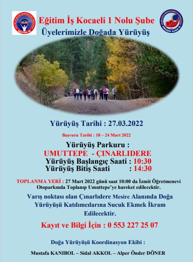 Eğitim İş 1 Nolu Şube Üyelerimizle Doğa Yürüyüşü